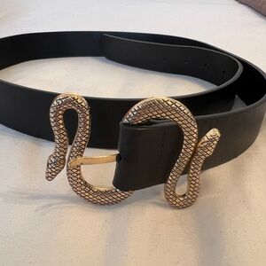 Black Belt with Gold Snake Buckle